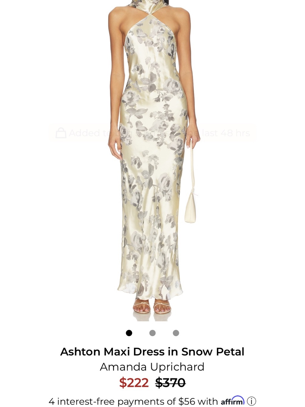 Amanda Uprichard Satin Halter Maxi Dress in Cream and Gray Floral
